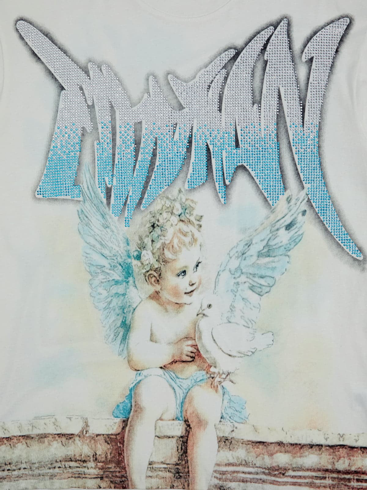 Vintage-Inspired Peace Dove Angel Rhinestone Tee