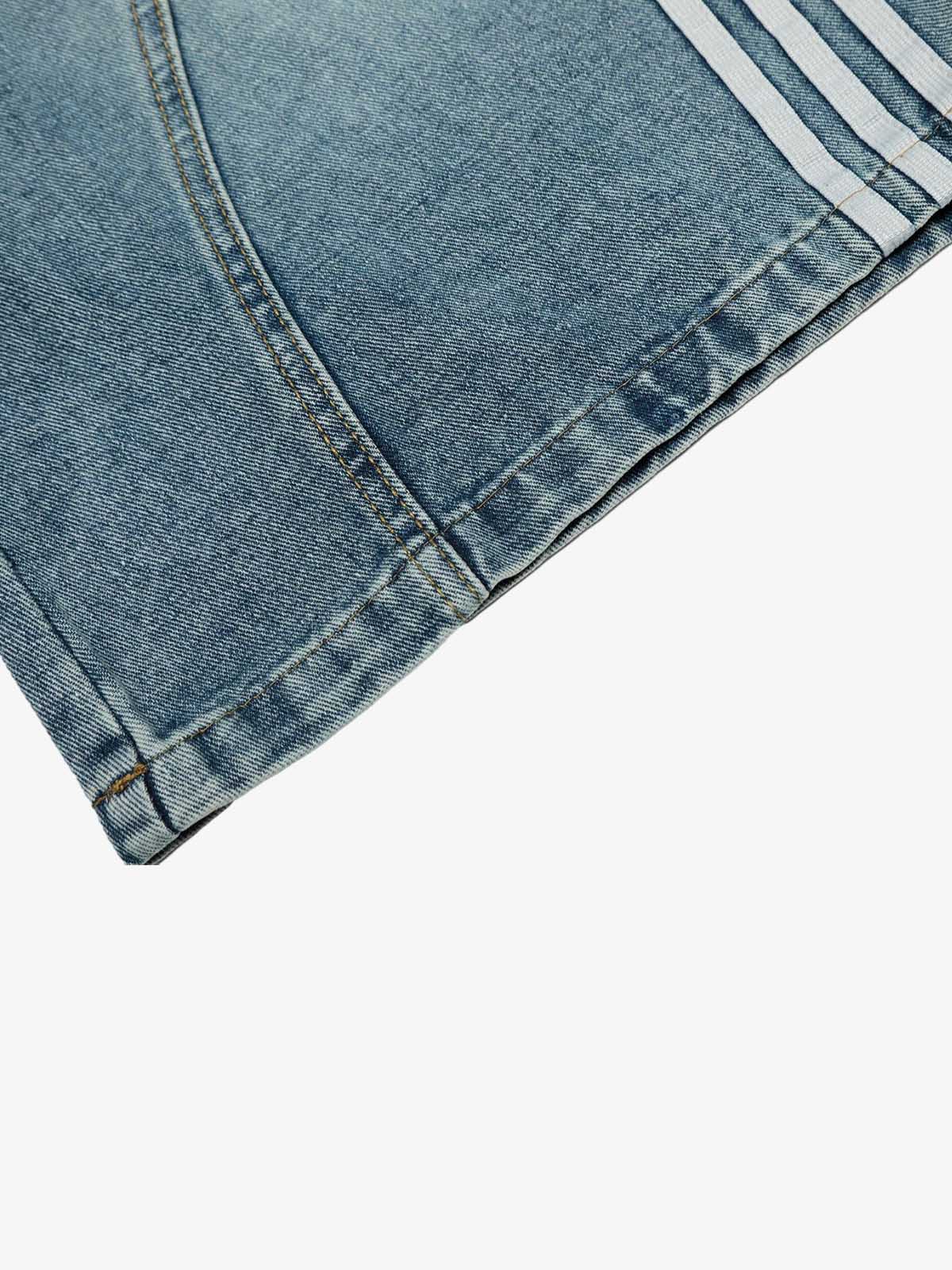 Faded Striped Wide-Leg Denim Jorts