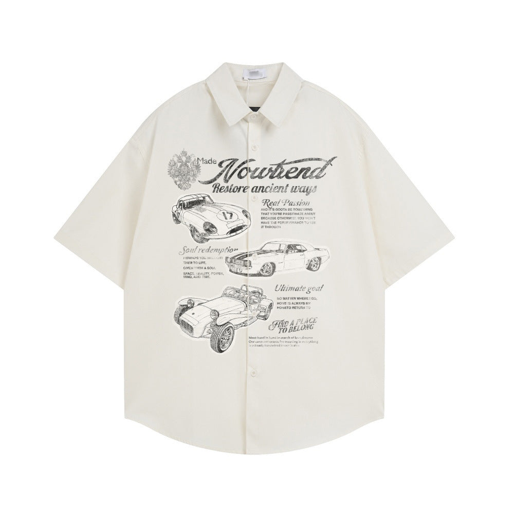 Retro Car Print Overshirt