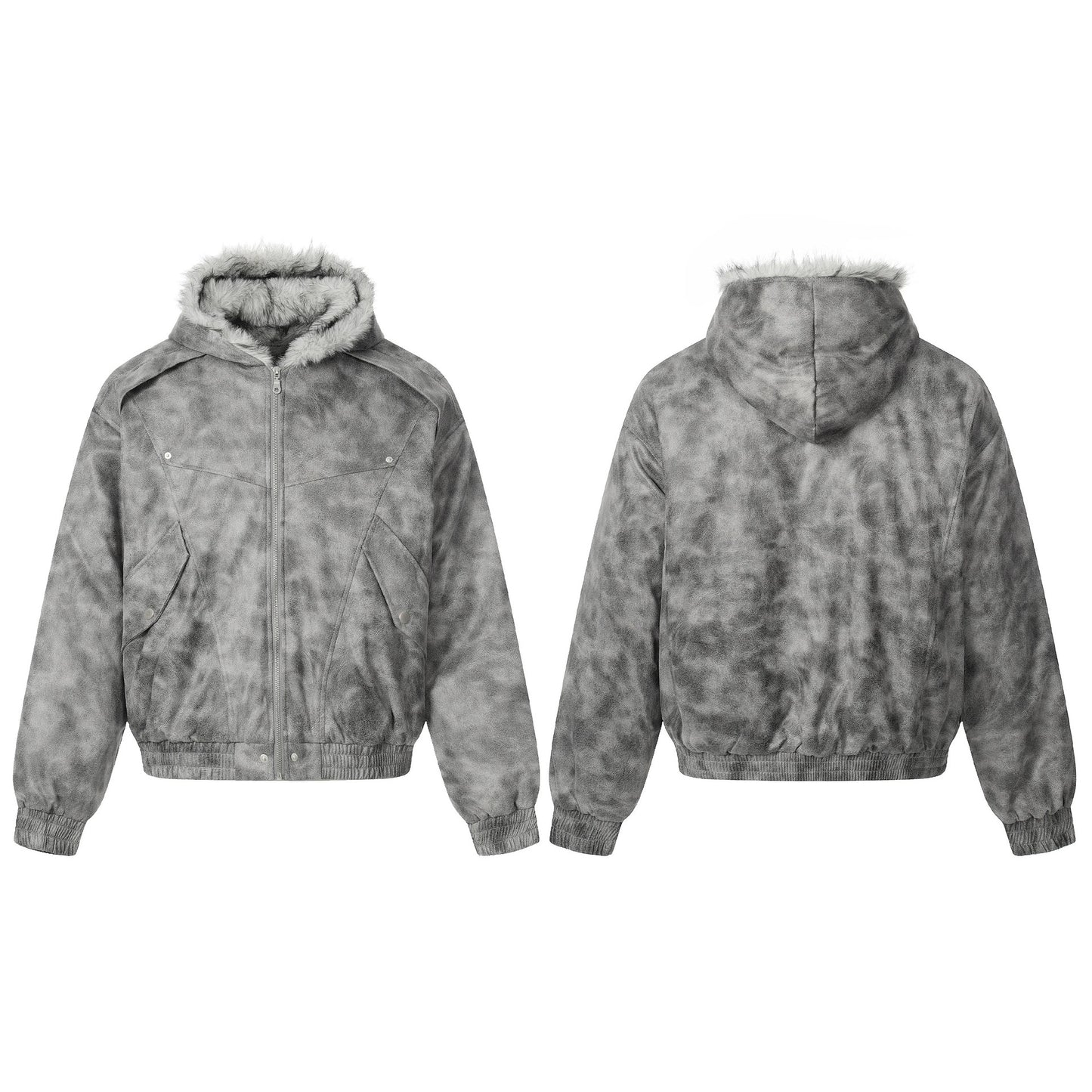 Acid-Wash Fur Jacket