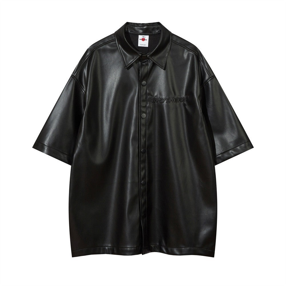 Loose-Fit PU Leather Overshirt