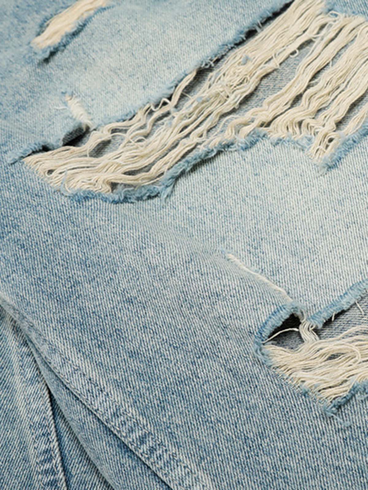 Vintage-Inspired Distressed Ripped Denim Shorts