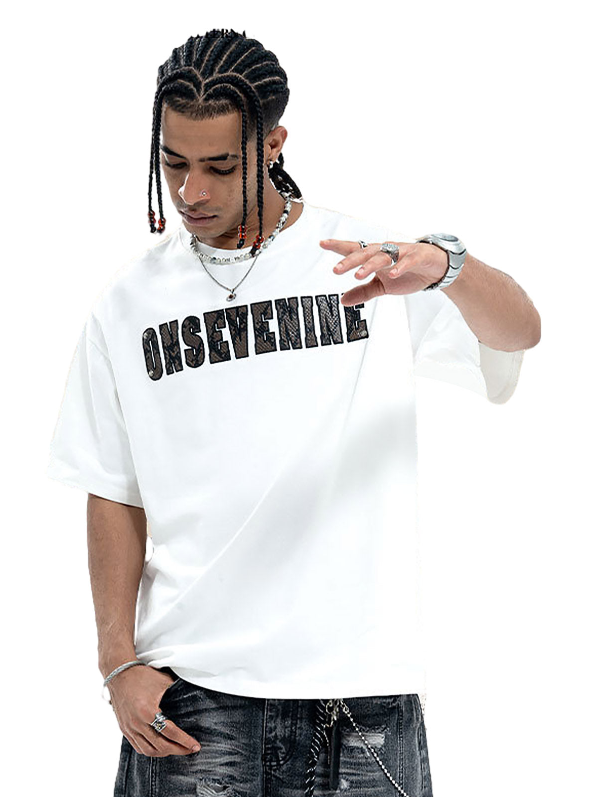 Camo Print Short Sleeve T-Shirt with Letter Design