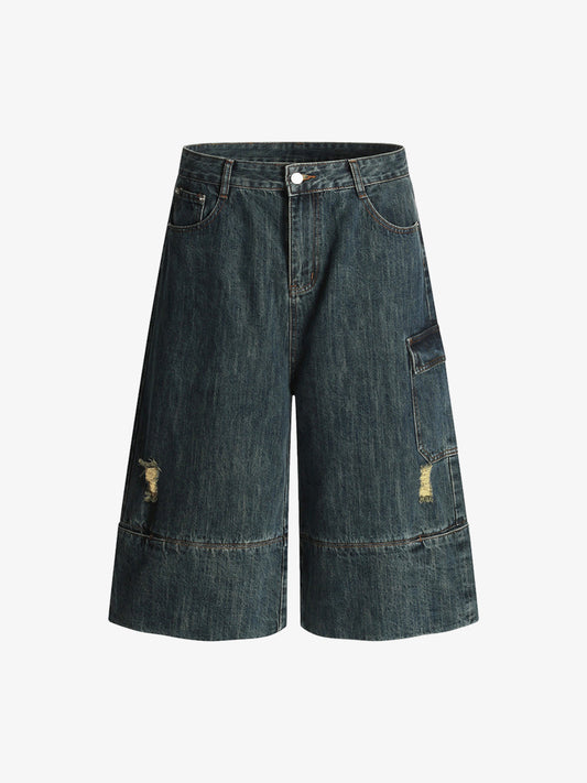 Reimagined Multi-Pocket Cargo Denim Shorts