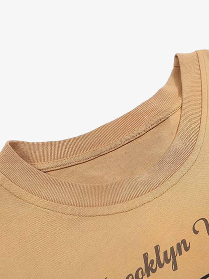 Distressed Gradient Long Sleeve T-Shirt with Letter Print