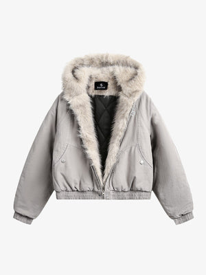 Quilted Jacket with Spliced Fur Hood - Model 2285