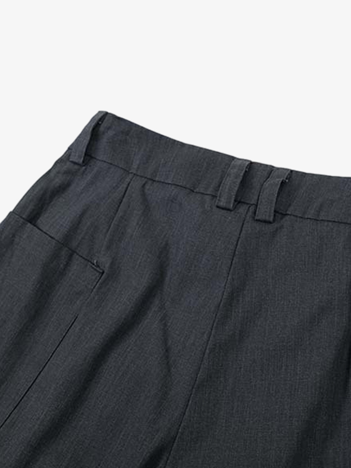 Pleated Wide-Leg Denim Shorts