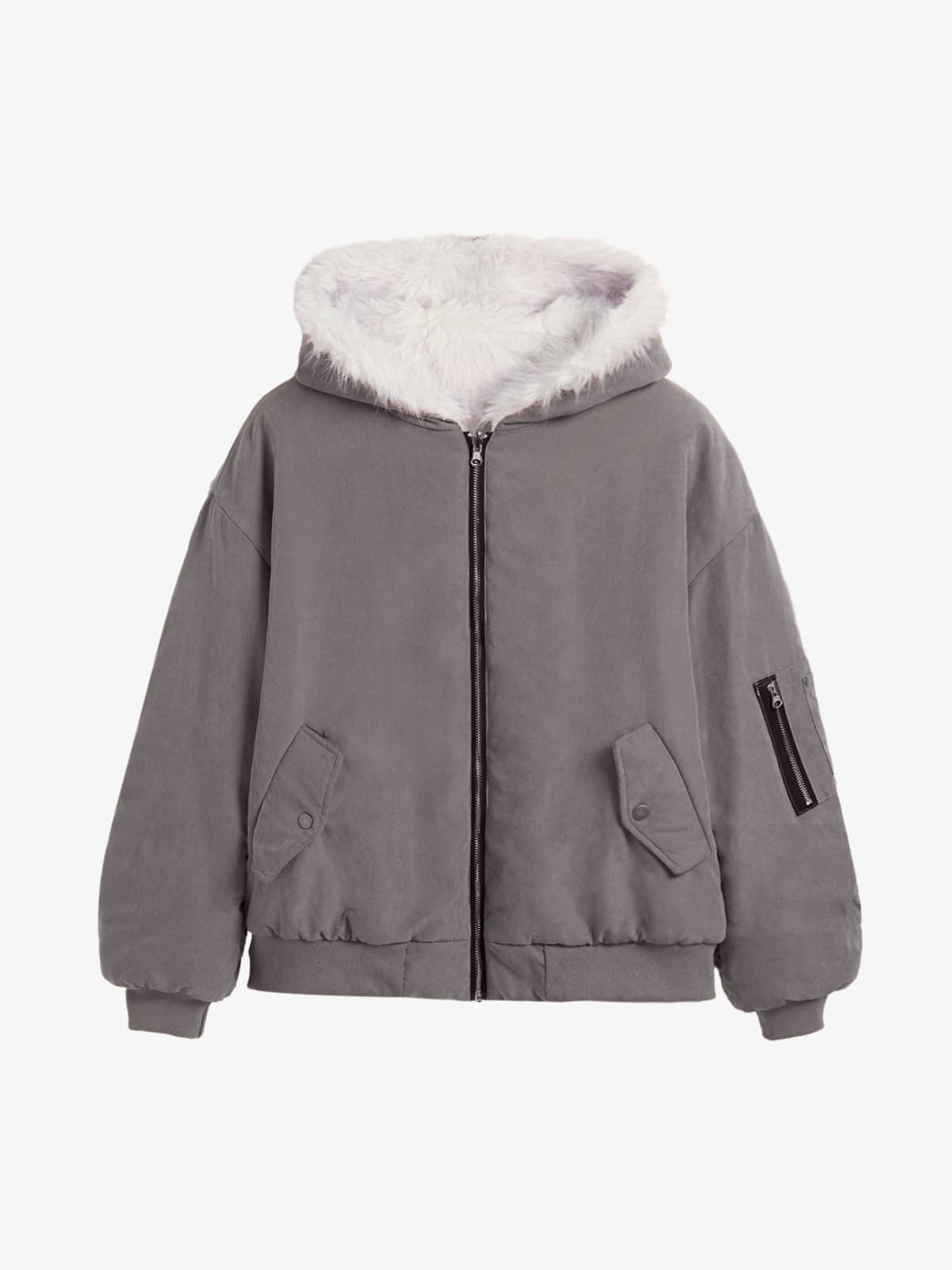 Reversible Oversized Fur Hooded Jacket