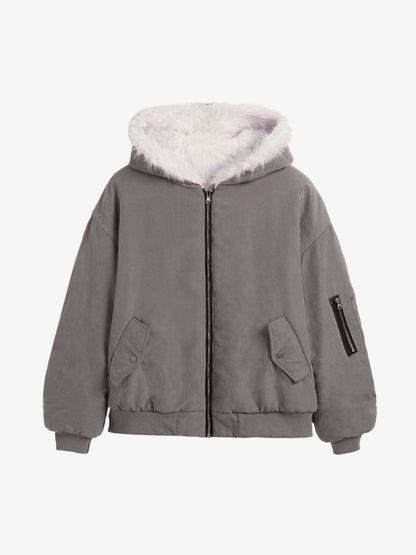 Reversible Oversized Fur Hooded Jacket