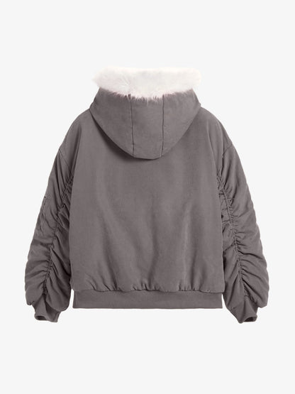 Reversible Oversized Fur Hooded Jacket