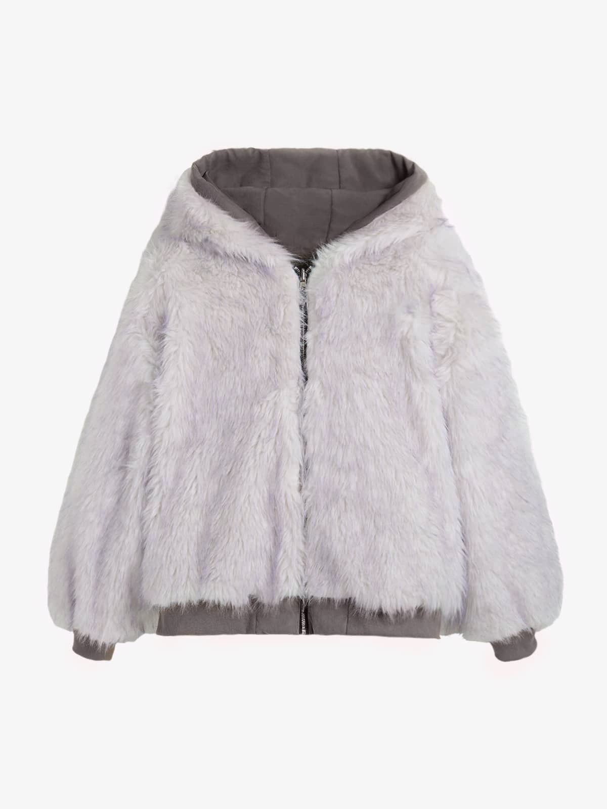 Reversible Oversized Fur Hooded Jacket