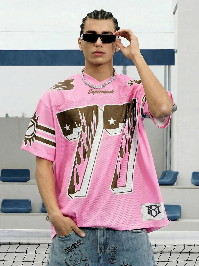Pink Flame Print Jersey T-Shirt