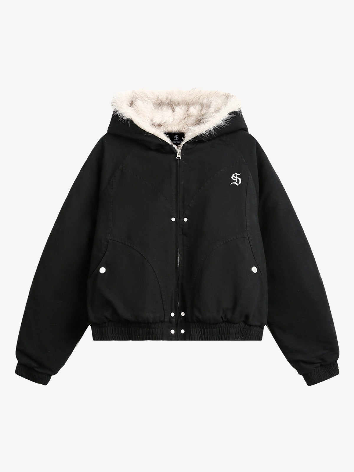 Quilted Jacket with Spliced Fur Hood