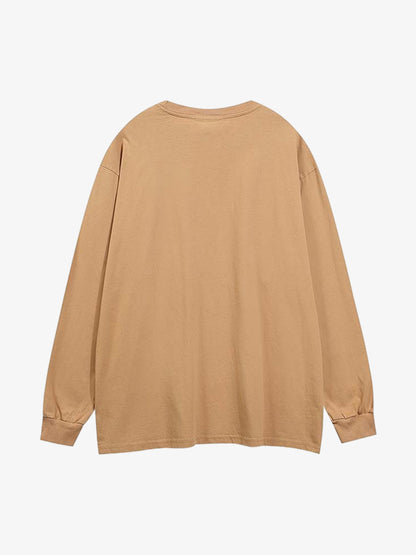 Distressed Gradient Long Sleeve T-Shirt with Letter Print