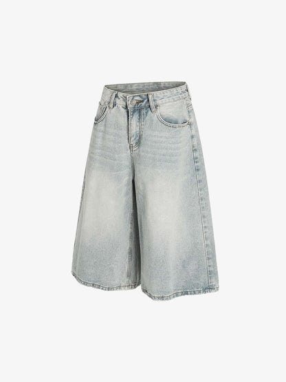 Light Wash Relaxed Fit Denim Shorts