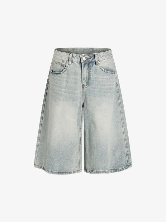 Light Wash Relaxed Fit Denim Shorts