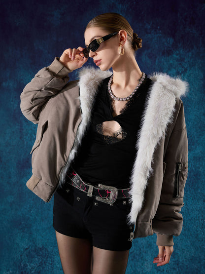 Reversible Oversized Fur Hooded Jacket