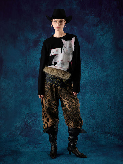 Long-Sleeve with Cat Print