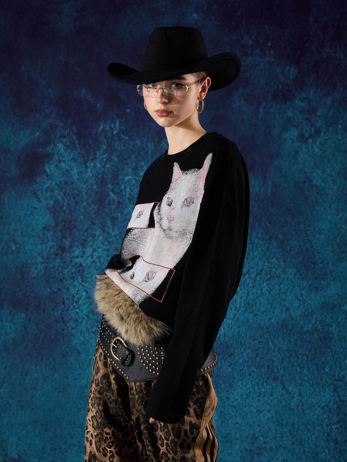 Long-Sleeve with Cat Print