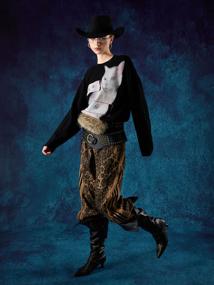 Long-Sleeve with Cat Print