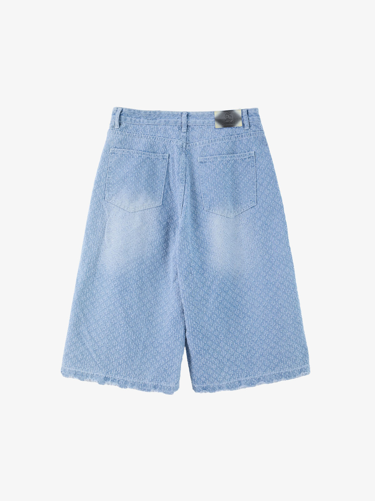 Retro Distressed Textured Ripped Wide-Leg Denim Shorts