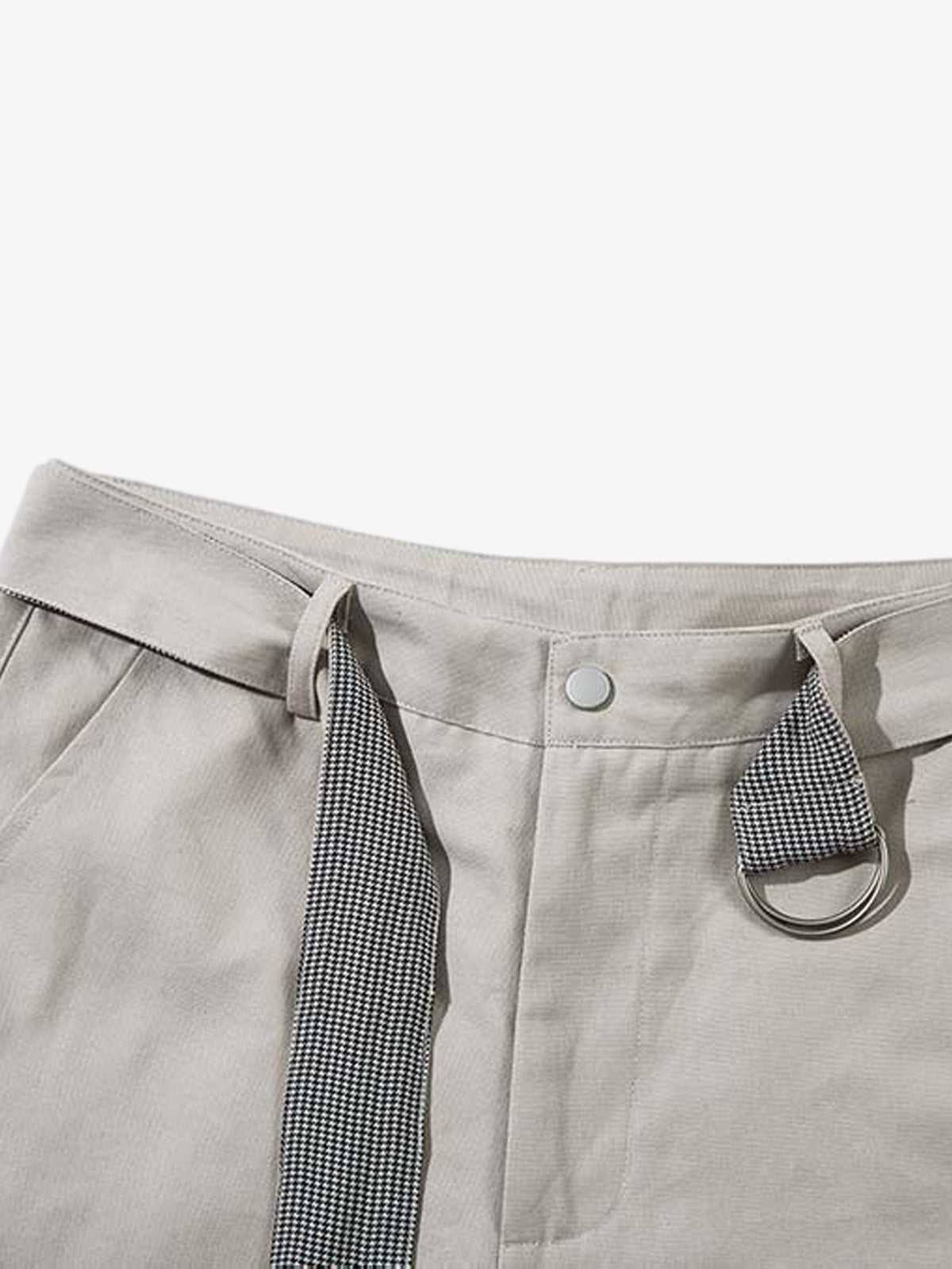 Belted Wide-Leg Pleated Denim Shorts