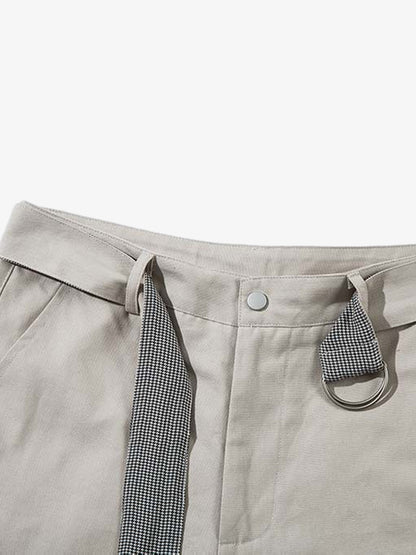 Belted Wide-Leg Pleated Denim Shorts