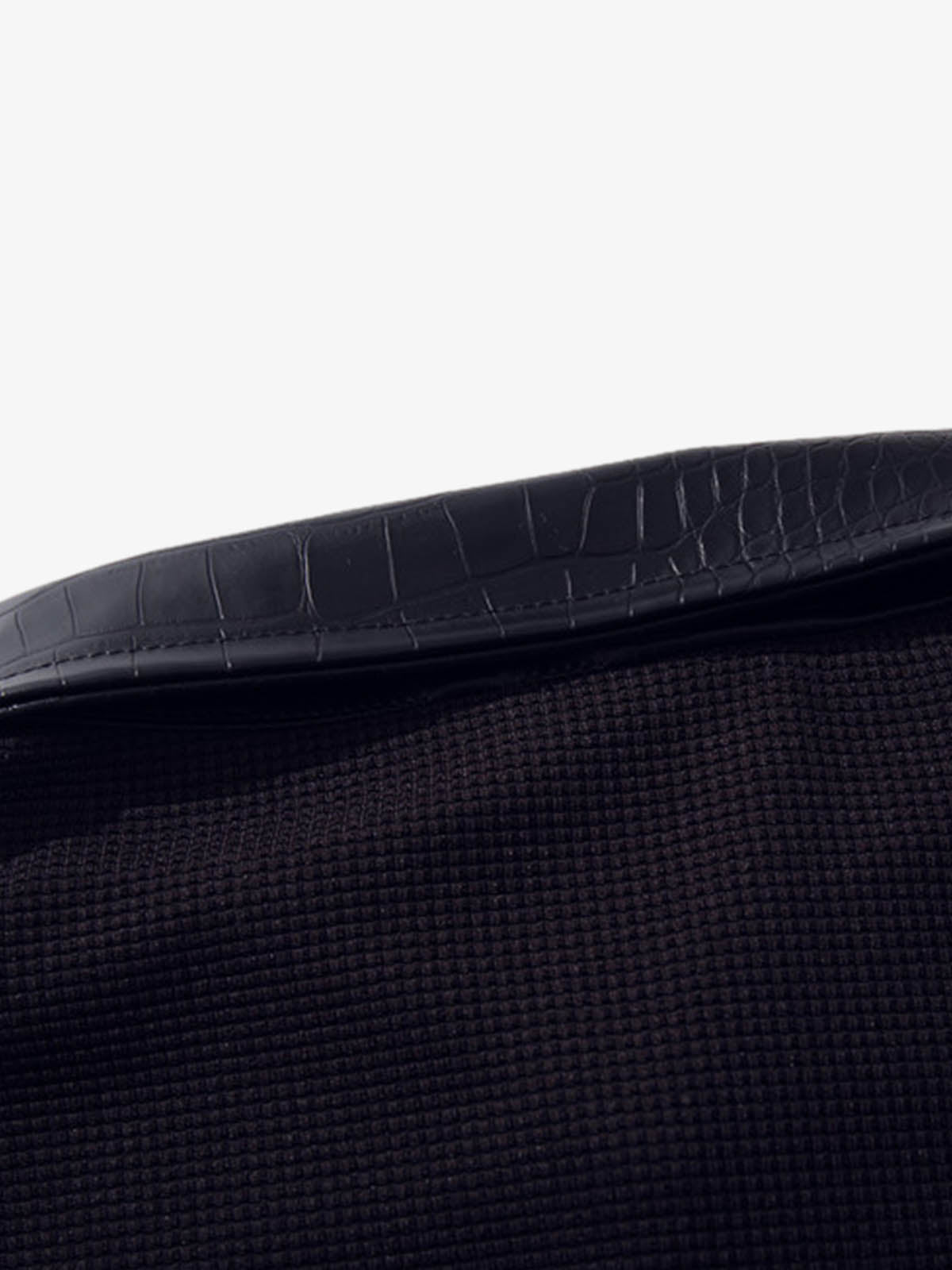 Gothic Text Graphic Leather Patchwork Polo Tee
