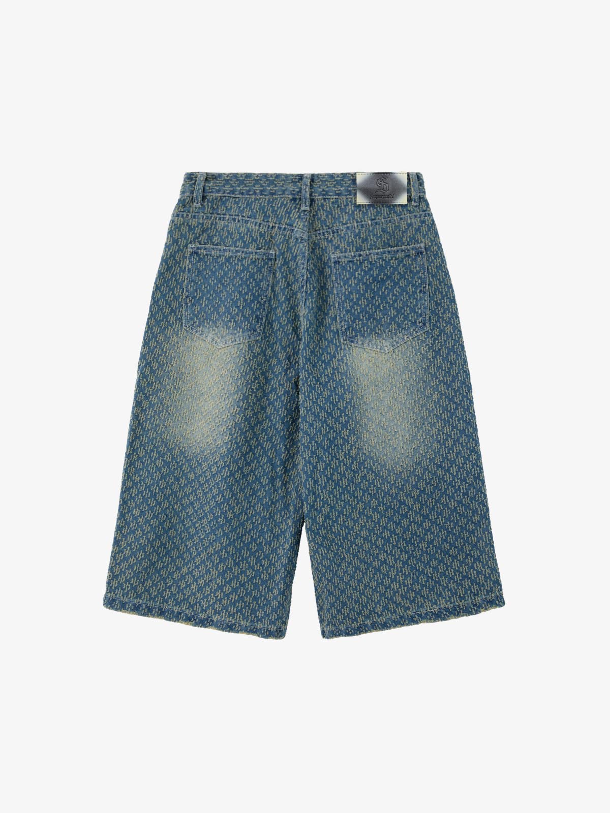 Retro Distressed Textured Ripped Wide-Leg Denim Shorts