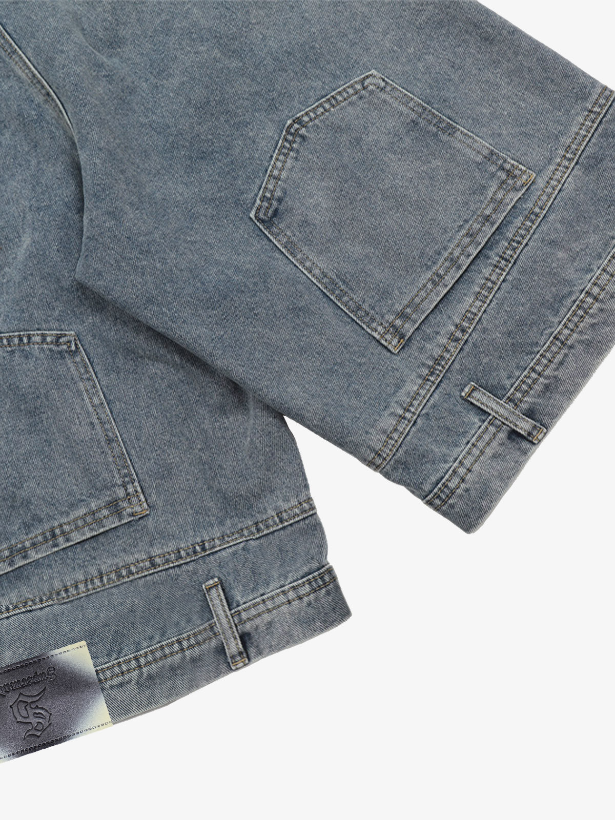 Distressed Waistband Hem Denim Shorts
