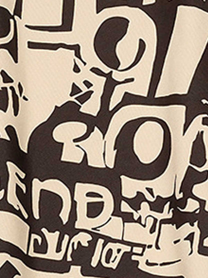 Raw Edge Sleeveless T-Shirt with Graffiti Graphic and Contrast Trim