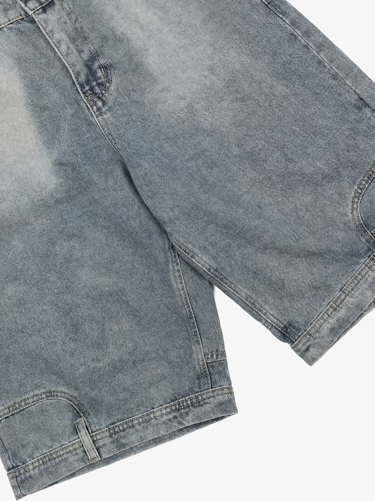 Distressed Waistband Hem Denim Shorts