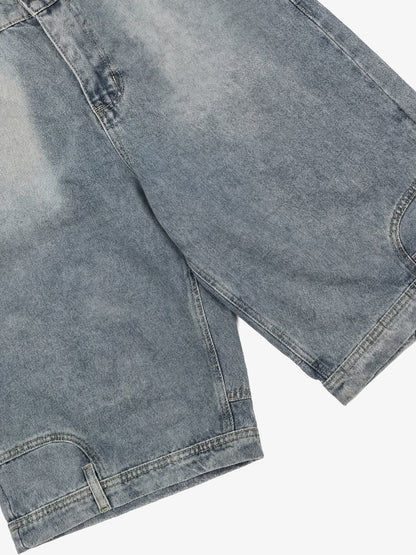 Distressed Waistband Hem Denim Shorts