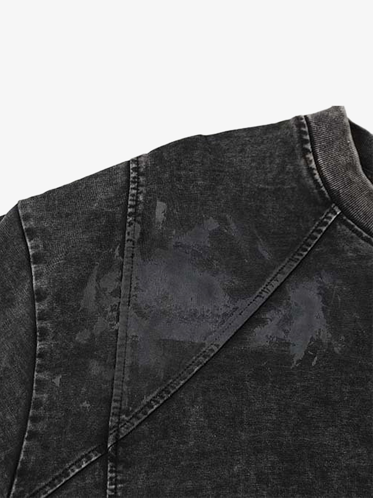 Retro Distressed Oversized T-Shirt with Panel Seaming