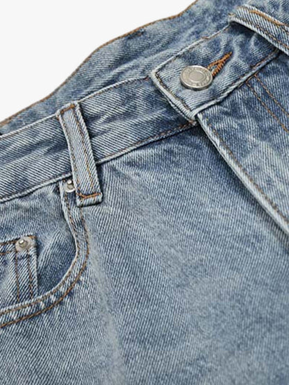 Faded Light Wash Distressed Denim Shorts