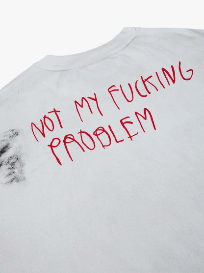Distressed Raw Hem Sleeveless shirt with Grunge Slogan Print