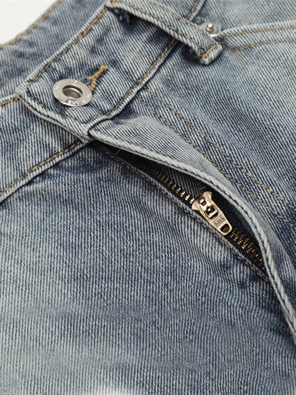 Distressed Waistband Hem Denim Shorts