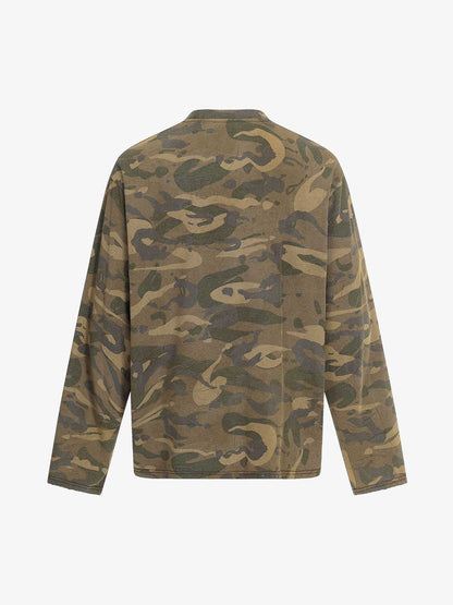 Camo Graphic Long Sleeve T-Shirt with Number 8 Design
