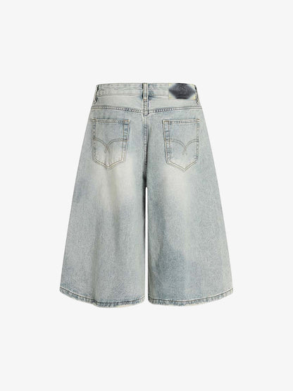 Light Wash Relaxed Fit Denim Shorts