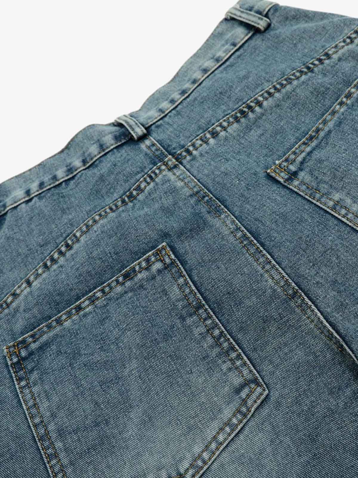Faded Striped Wide-Leg Denim Jorts