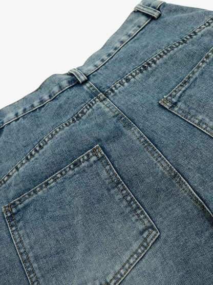 Faded Striped Wide-Leg Denim Jorts