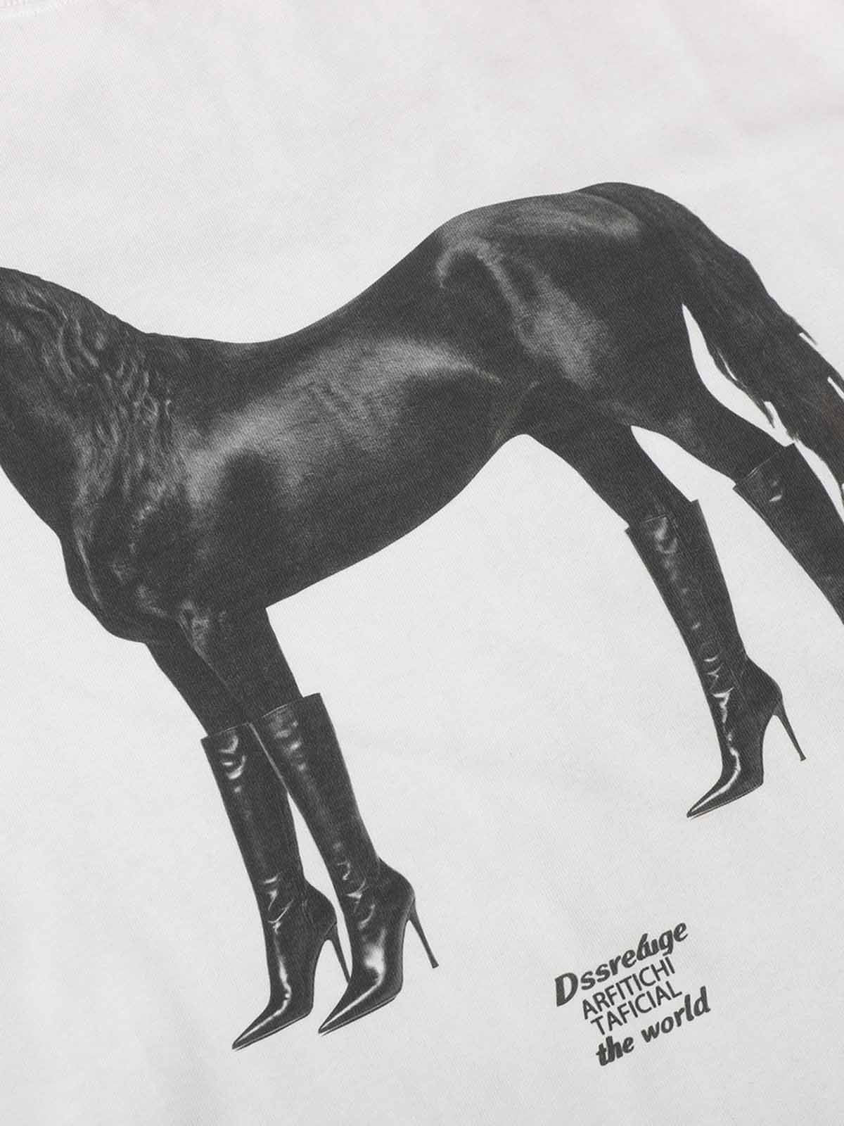 Long Sleeve with Layered Leopard Horse Design