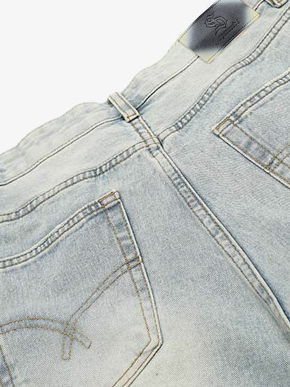 Light Wash Relaxed Fit Denim Shorts