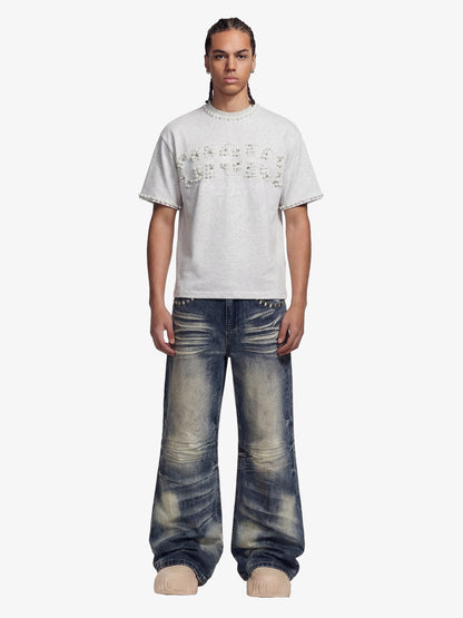 Chic Oversized T-Shirt with Pearl Accents