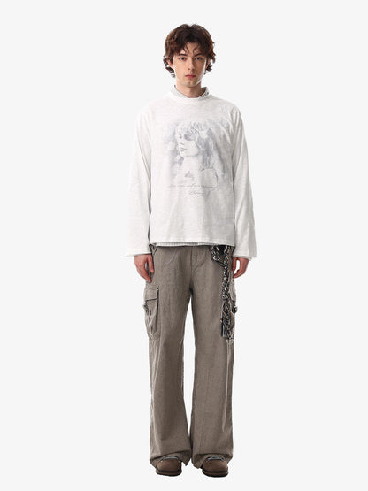 Retro Portrait Design Long Sleeve Tee