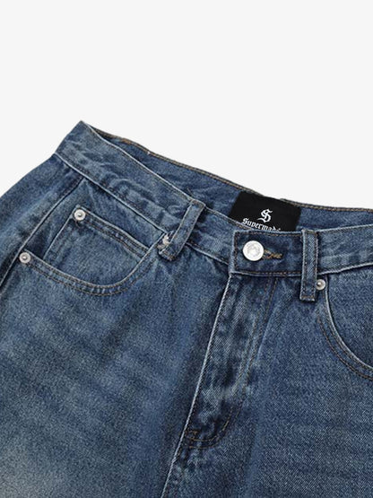 Distressed Wide Leg Denim Shorts