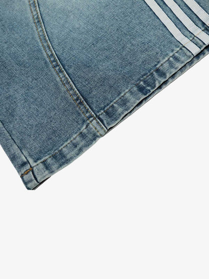 Faded Striped Wide-Leg Denim Jorts