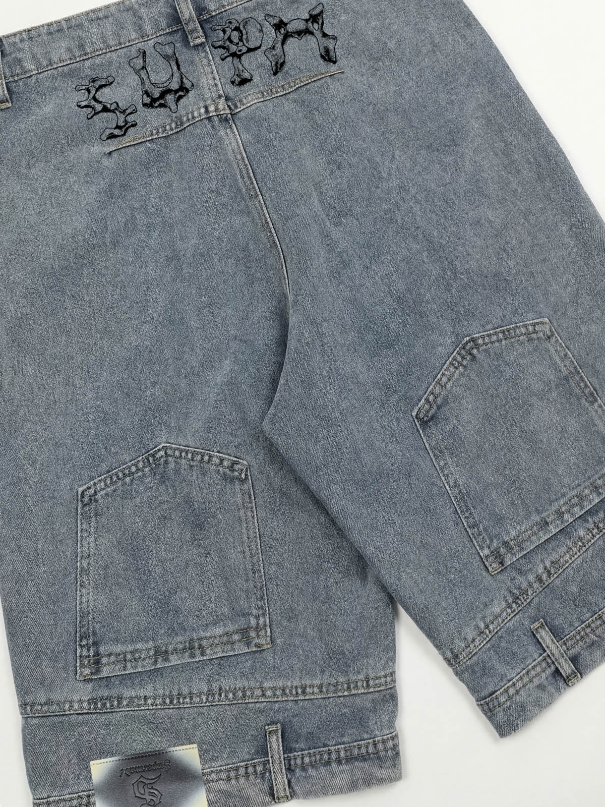 Distressed Waistband Hem Denim Shorts