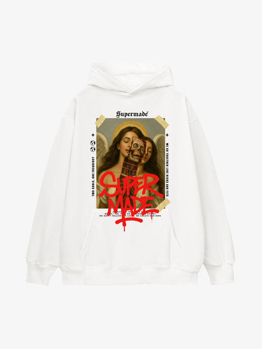 Skull And Face Two Soul Pattern Hoodie