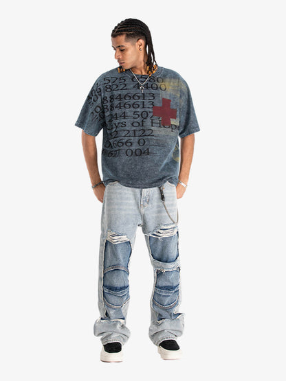 Retro Distressed Number Graphic Tee